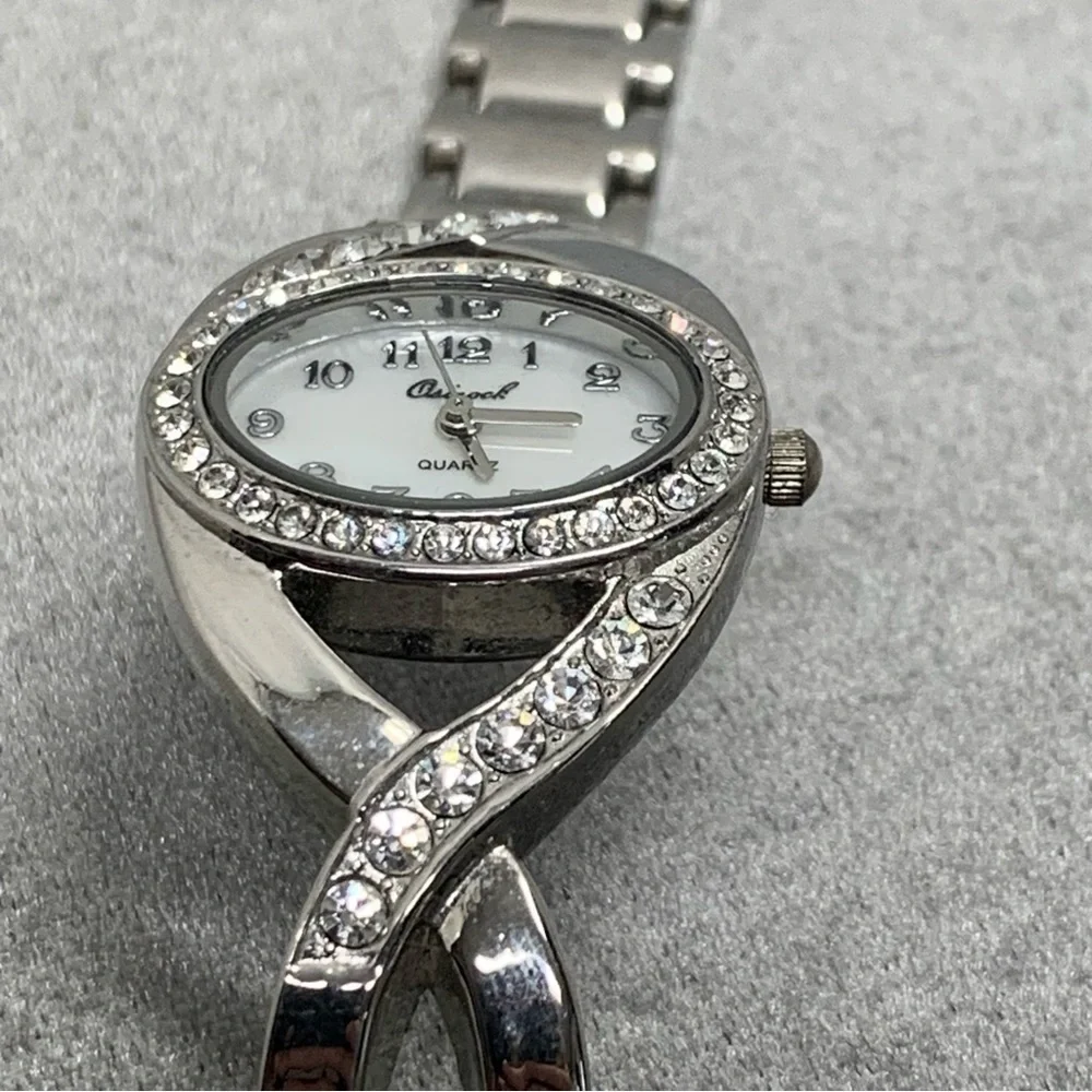 Osirock silver tone crystal rhinestone cubic zirconia stainless steel watch - Picture 5 of 8